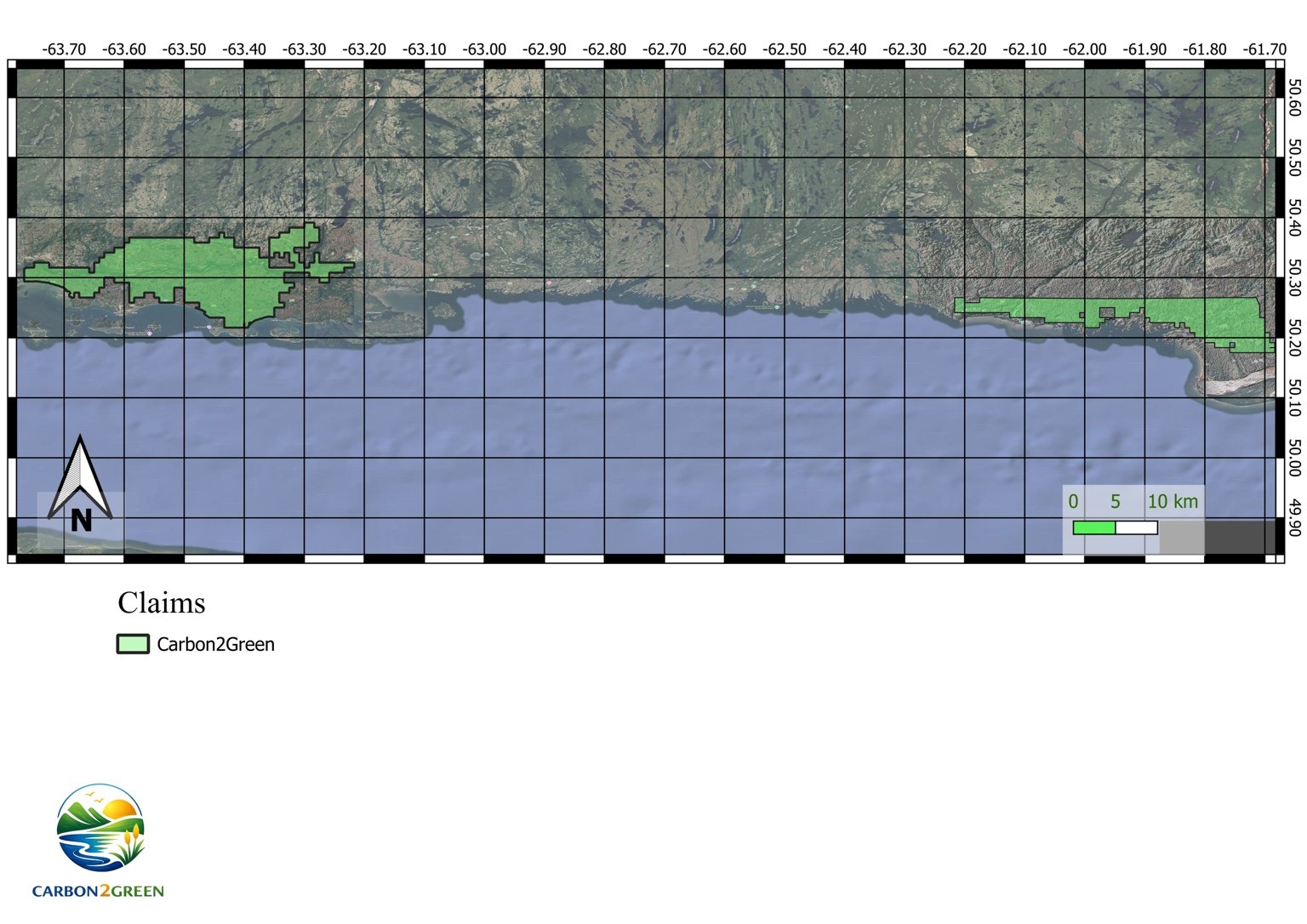 Carbon2Green Québec project footprint map